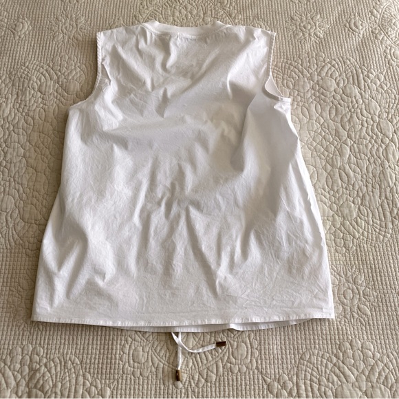 Peserico white sleeveless cotton top with tie at waist - Picture 3 of 7
